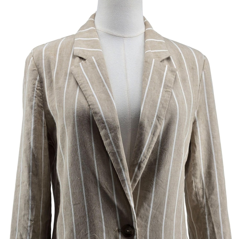 Gap Blazer Womens 2 Beige Linen Viscose Blend Lined Slim One-Button Jacket